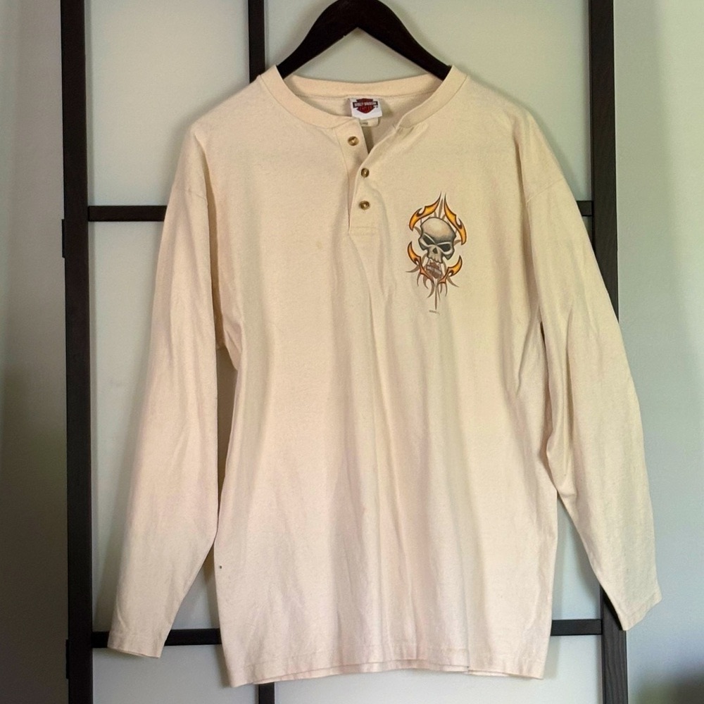 Harley Davidson Vintage Cream Coloured Long Sleeve Shirt
